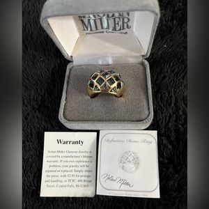 Nolan Miller Deep Blue Crystal Gold Tone ladies ring.